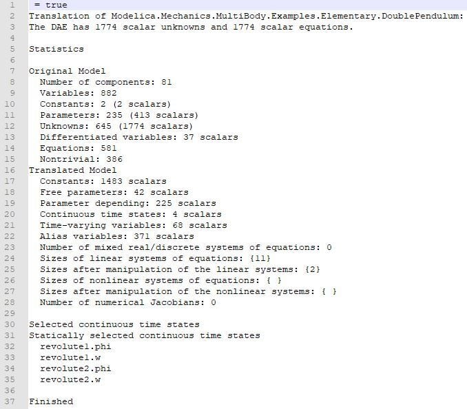 Captured contents following the simulation.