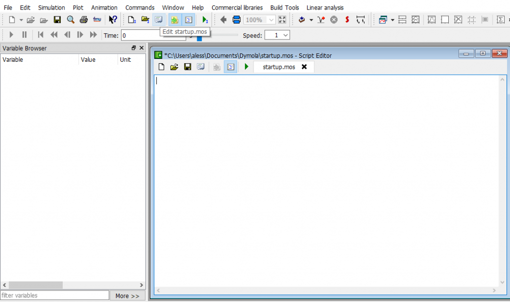 Step 1: Click on the Edit startup.mos button.