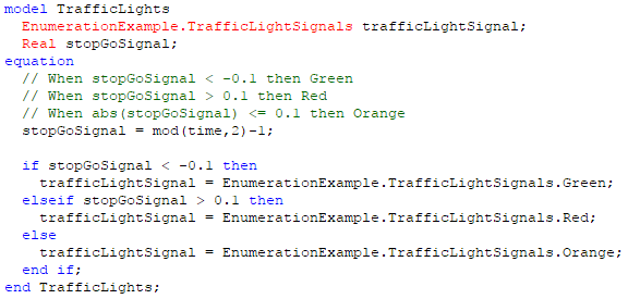 Figure 4. Model that makes use of a enumeration type variable