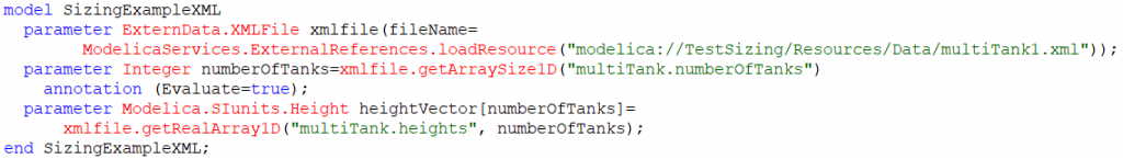 Figure 3.  Example of array sizing that does not work because numberOfTanks cannot be evaluated at translation.