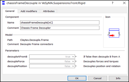 Typical decouple block dialog box Typical decouple block dialog box