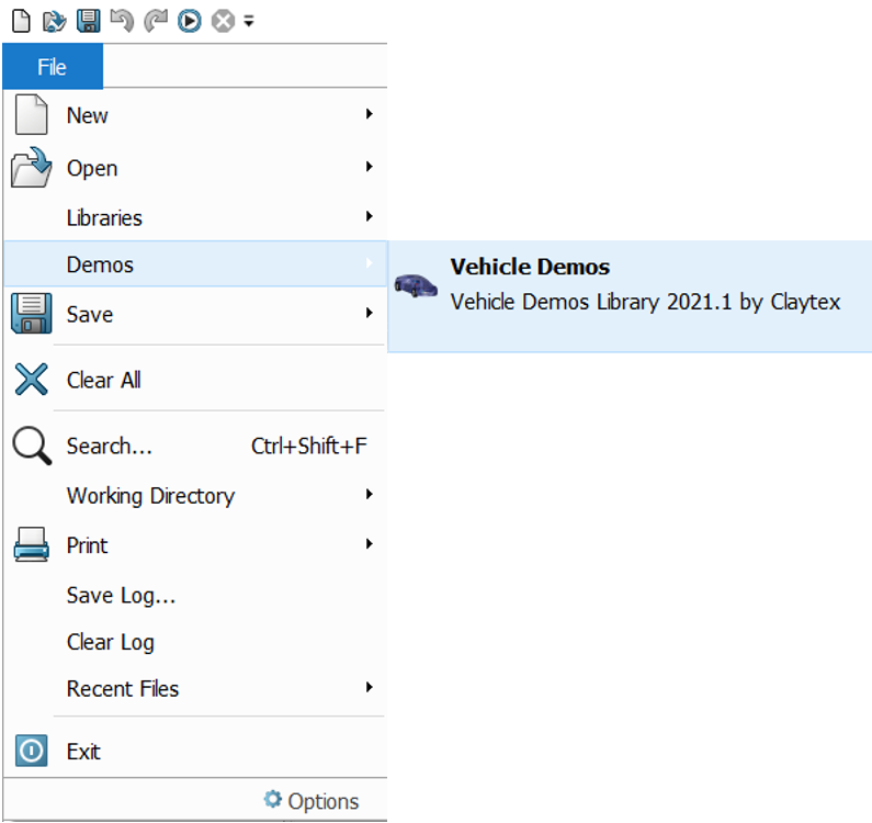 Dymola File > Demos >Vehicle Demos library