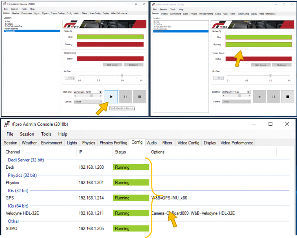 Figure 5 -  Execution of the simulation in rFPro
