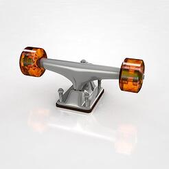 un-mounted skateboard truck with wheels