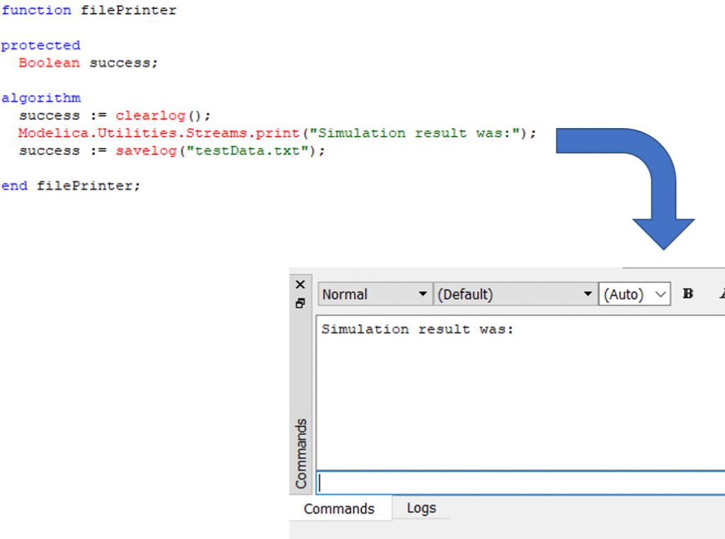 The string is now printed in the Commands window before being saved to the text file.