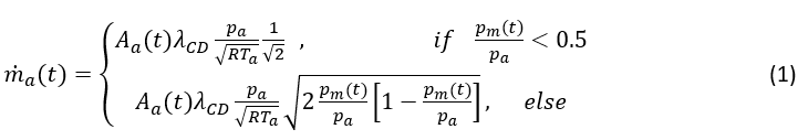 The mass flow through the throttle can be approximated as The mass flow through the throttle can be approximated as