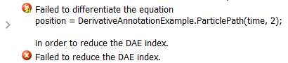 Figure 1. Failed to reduce the DAE index.