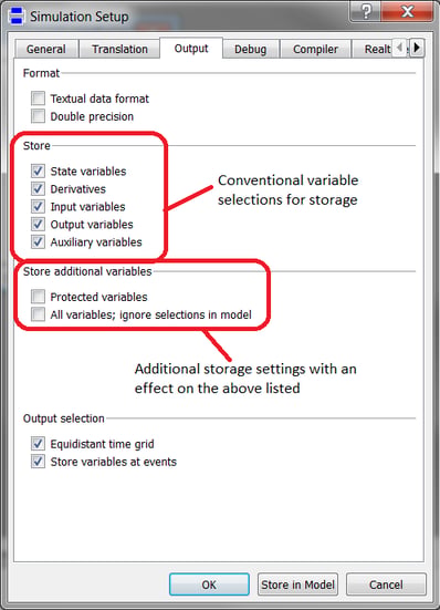 Variable selection settings in the simulation setup