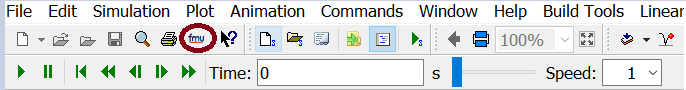 Figure 7: Click on the fmu icon to import an FMU into Dymola