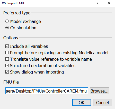 Figure 8: Import an FMU into Dymola