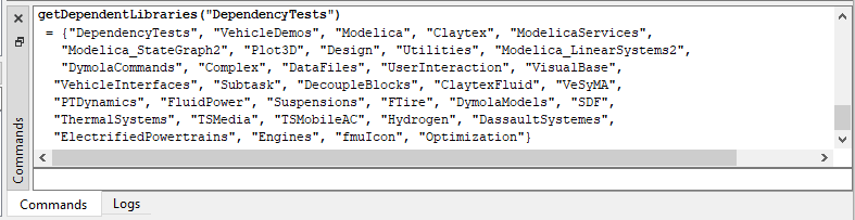 Figure 2: List of library dependencies from the getDependentLibraries function.