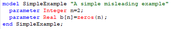 Figure 1.  A misleading example.  n appears to be a parameter however it is evaluated during translation