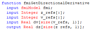 Figure 3.  Inputs and outputs of the fmiGetDirectionalDerivative() function
