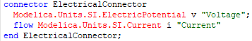 Figure 1. Modelica code for an electrical connector
