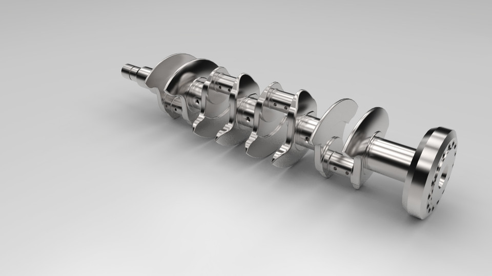 Figure 1. Flat-plane crankshaft for a V8 engine
(Grabcad, 2015)
