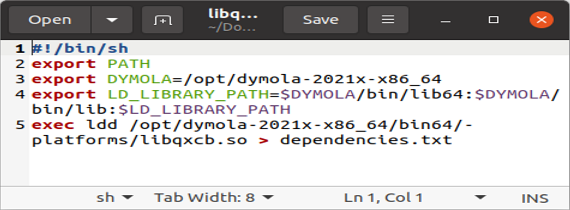 Figure 4. exec ldd /opt/dymola-2021x-x86_64/bin64/platforms/libqxcb.so > dependencies.txt