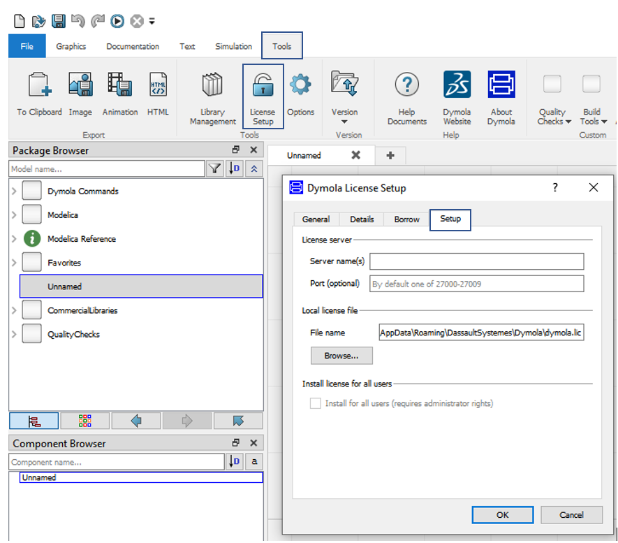 Figure 6: Licence Setup