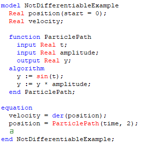 Figure 1. Model with a function that Dymola cannot differentiate.