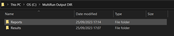Output directory folder structure for MultiRun results
