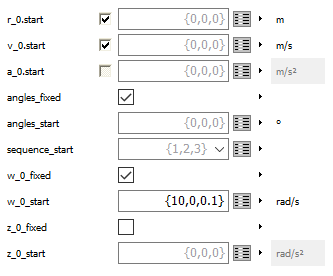 Initial parameters for Modelica BodyCylinder setup