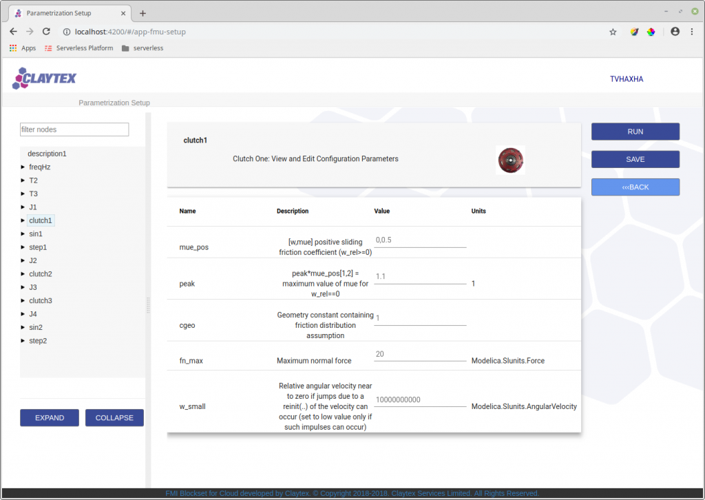 Figure 3: Parameterization setup page. Figure 3: Parameterization setup page.