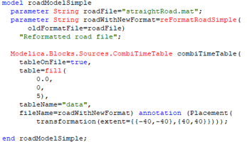 Figure 2. Simple road model example that reformats the old road file