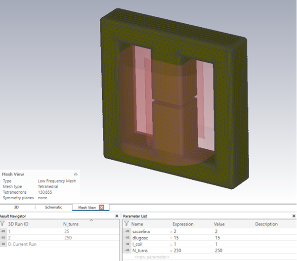 Fig. 1. 3D view of the choke model developed in CST Studio Suite