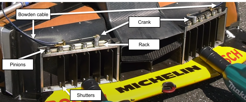 Image 2: A still taken from the video embedded above. Both the Bowden cables are connected to a single actuator, not shown on this image.