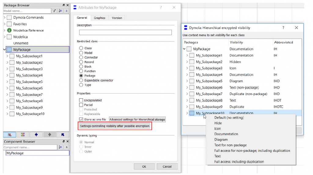 Figure 1: Dymola provides a GUI to deploy the Modelica standard concealment annotations. Image: Dassault Systemes